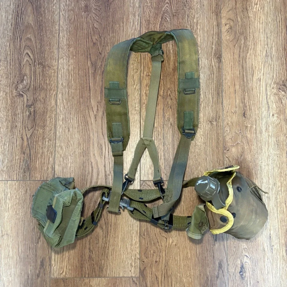 VTG US Military‎ ALICE Load Bearing Web Gear Belt Suspenders Canteen Pouch Set